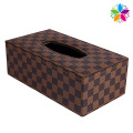 Fashion Grid Leather Rectangle Tissue Box (ZJH056)